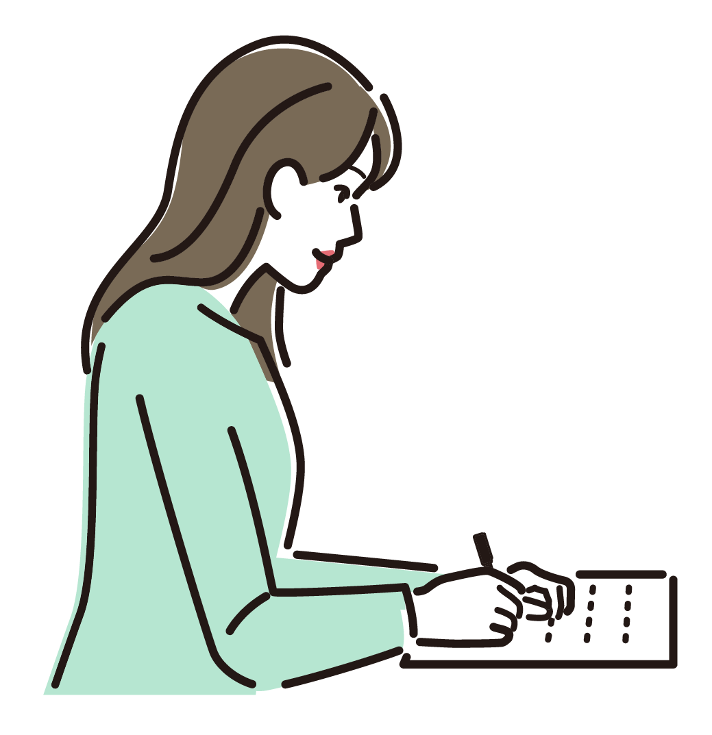 イラスト：書面を作成する女性
